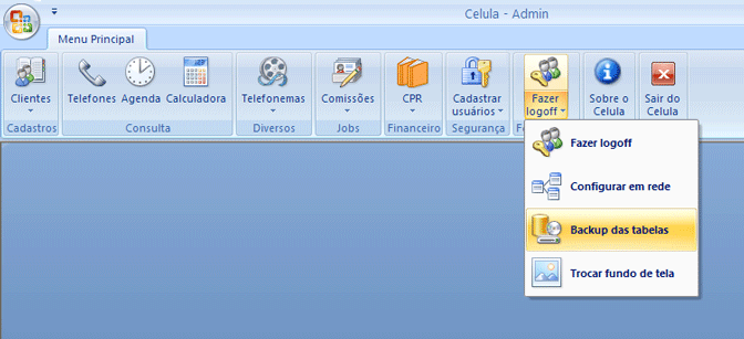 Exemplo de uma ribbon personalizada no Access 2007